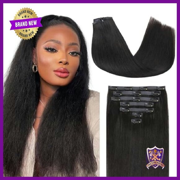 14 Inch Seamless Clip-In Human Hair Extensions 7Pcs 110g Straight main image 5